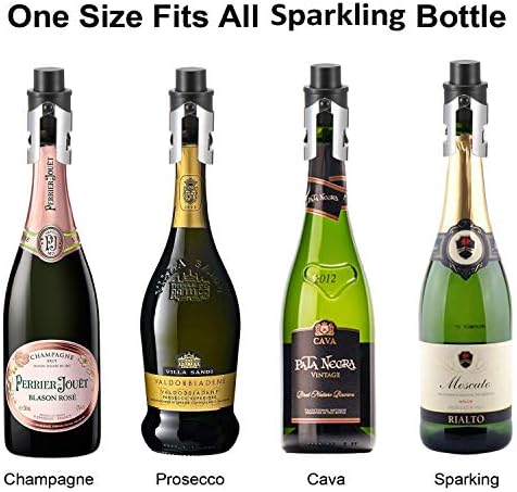 HYZ 2-Pack Champagne Stoppers with Built-in Vacuum Pump, Black