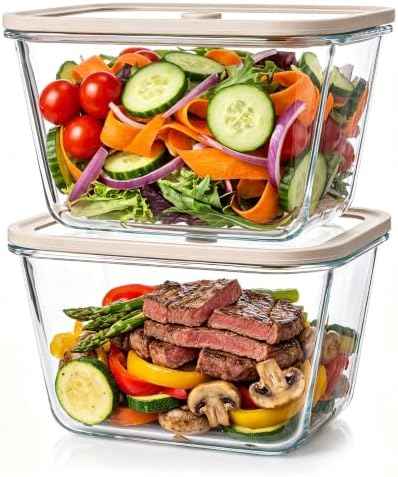 2 Pack 82oz Large Glass Food Storage Containers with Lids