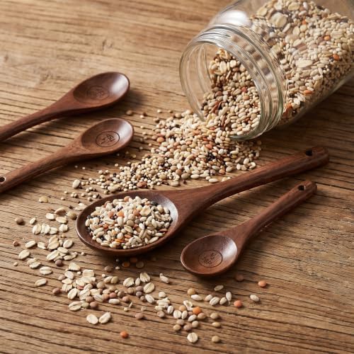 Nogeqi 4PCS Wooden Measuring Spoons Set, Natural Acacia Wooden Table