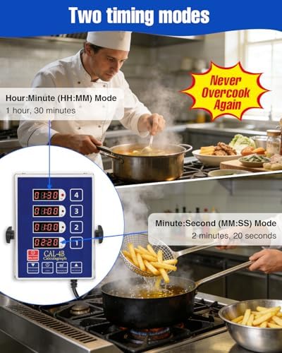 Commercial Kitchen Timer, 4 Channel, Stainless Steel