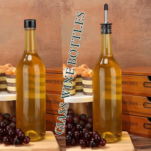 Maxdot 8 Pcs Syrup Bottle Long Neck Glass with Pour Spout, Liquor