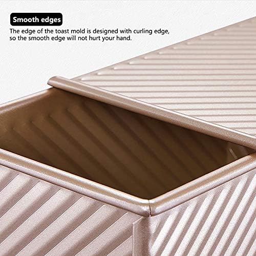 Pullman Loaf Pan with Lid, Non-Stick Bakeware Golden Corrugated Carbon
