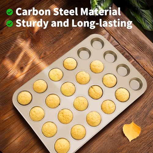 Beasea Mini Muffin Pan 24 Cups Nonstick, 1 Pack 24 Mini Small Cup Non