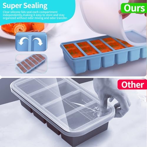 1/2 Cup Silicone Freezer Tray With Lid - Silicone Freezer Molds 2-Pack