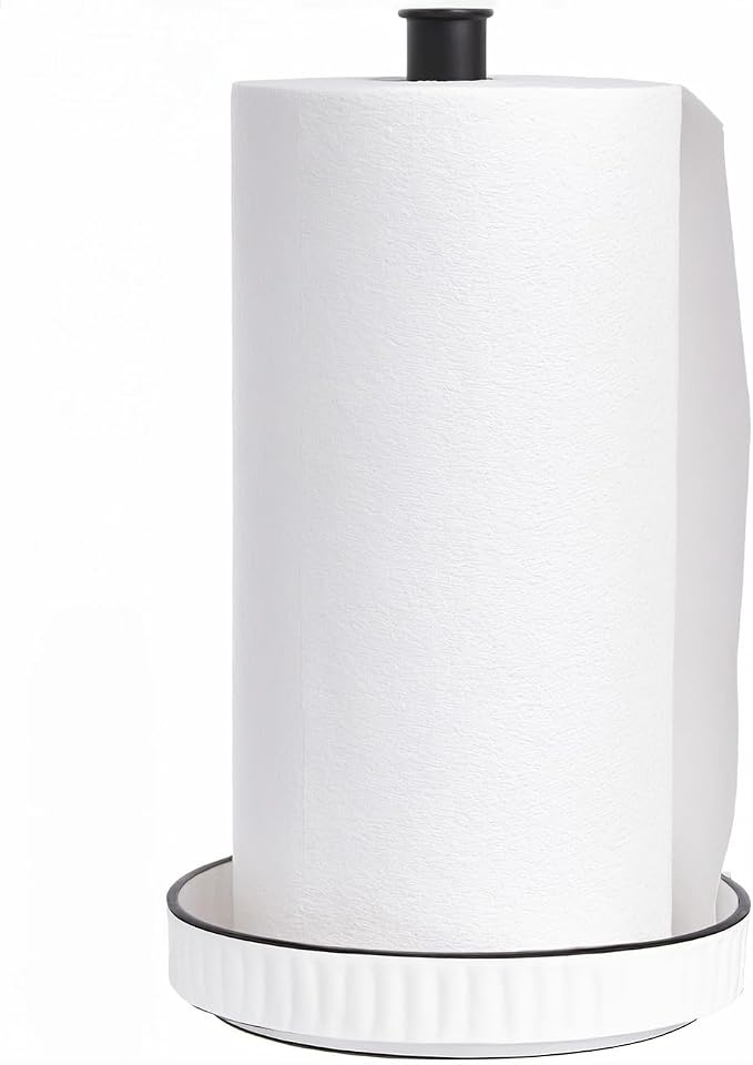 VROOMIUM Black Paper Towel Holder Countertop, Ceramic Base Easy-to-Clean - Image 4