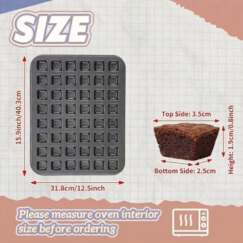 Teenyyou 1 Pcs Mini Brownie Pan 48 Cavity, Nonstick Mini Muffin Baking