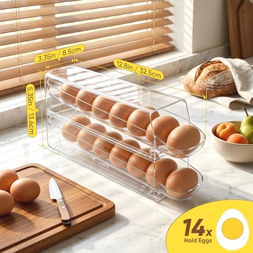 theaoo Auto-Rolling Egg Holder for Fridge, 1 Pack