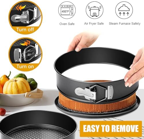 Springform Pan Set of 4 Round Cake Baking Pans with Removable Bottom