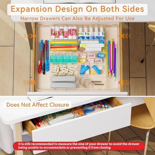 Yieach Large Expandable Desk Drawer Organizer Tray for Office Supplies