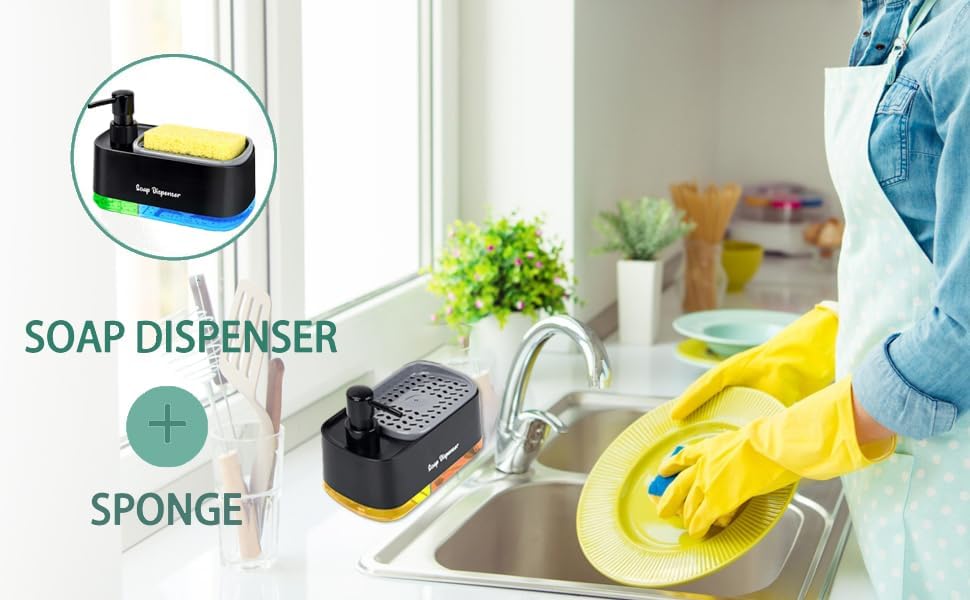 Dual Soap Dispenser Set for Kitchen, Black