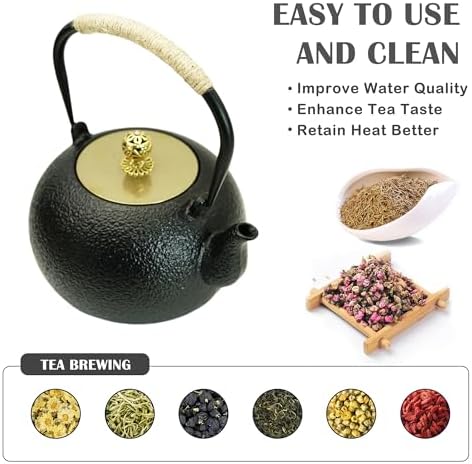 40.6oz Cast Iron Teapot, Black, with Infuser