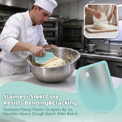Silicone Dough Scraper with Metal Core Flexible Bowl Scraper Bread