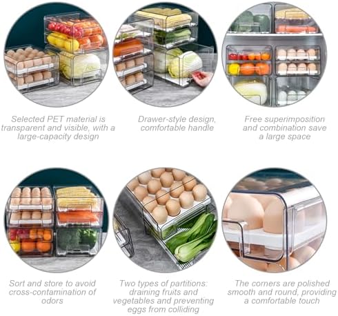 Fridge Drawer 2 Layer Pull-Out Transparent PET Fridge Drawer Organizer