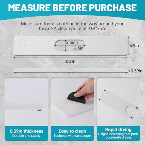 Stone Faucet Mat for Kitchen Sink, Oval Hole