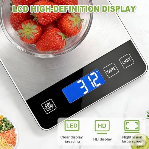 Digital Kitchen Scale, 33lb Food Scale Precisely Measures Grams and