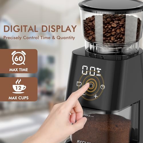 AYCHIRO Electric Burr Coffee Grinder, 30 Settings, Black