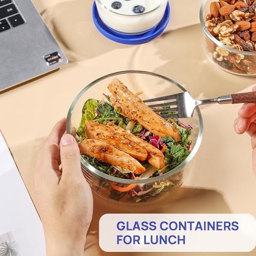 Vtopmart 4 Pack Glass Bowls with Lids (1, 2, 4, 7 Cup)