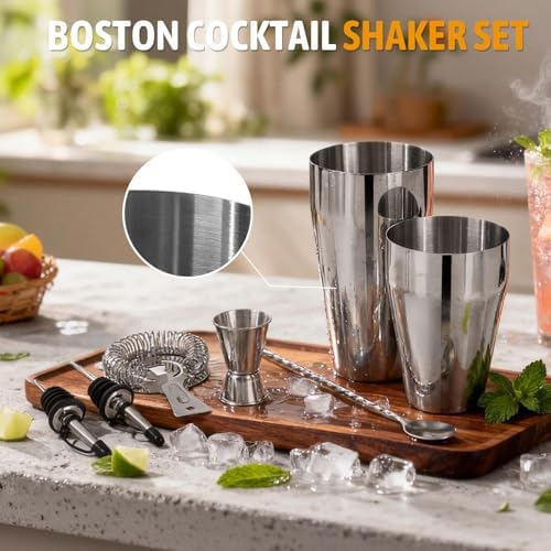 Mwellewm Cocktail Shaker Set, Boston Shakers, Bartending Drink Shaker
