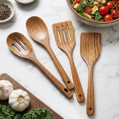 Acacia Wood Cooking Utensil Set with Spatula