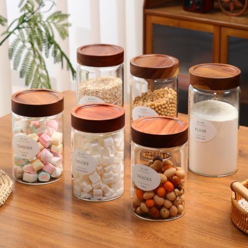 3 Pcs 40.5 oz/1200ml Glass Jars with Airtight Screw-On Wooden Lids