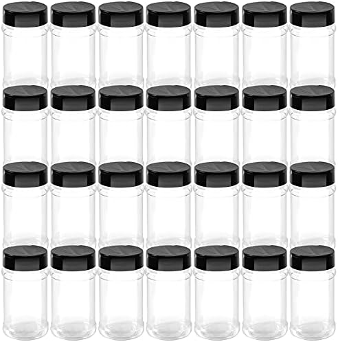 FUNSUEI 36 Pack 6 OZ Empty Clear Plastic Spice Bottles, Spice Shaker