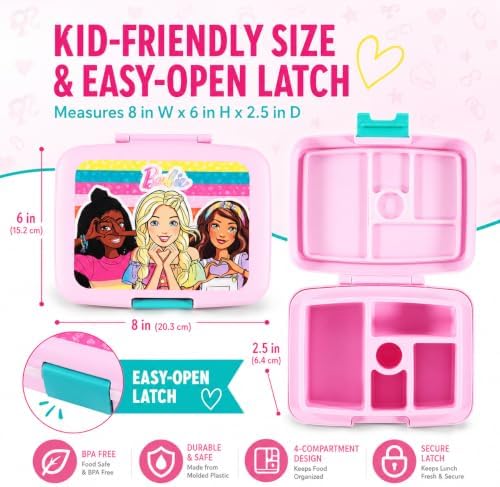 AI ACCESSORY INNOVATIONS Barbie 4 Compartment Bento Lunch Box for