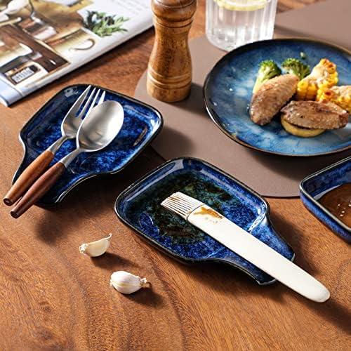 vancasso Stern Spoon Rest for Kitchen, Square Ceramic Spoon Holder for