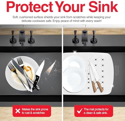 Home Basics Kitchen Sink Mat, White, 11" x 13"