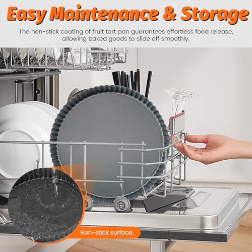 2 Pack Tart Pan 11 Inch with Removable Bottom, Non-Stick Carbon Steel