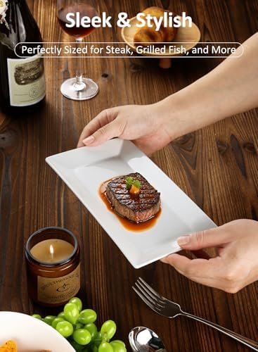 Porcelain Rectangular Dinner Platters, 9.75 Inch Rectangle Serving