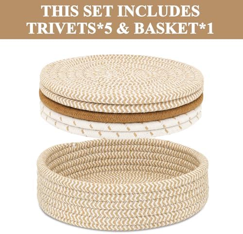 Trivets for Hot Dishes, Pots and Pans, Hot Pads with Storage Basket