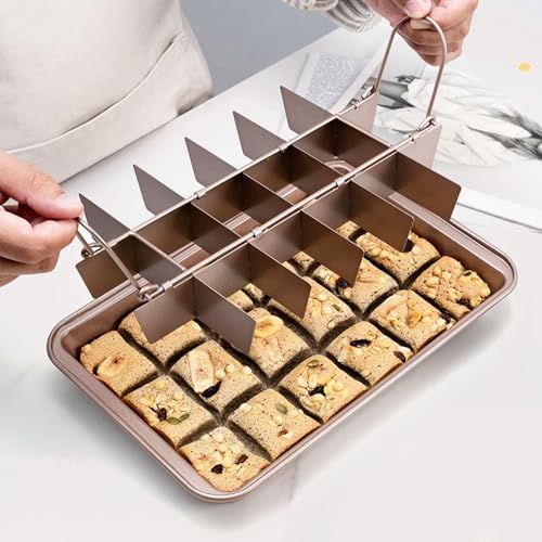 Brownie Pan with Dividers with Cutter Rectangular Cake, Non-stick