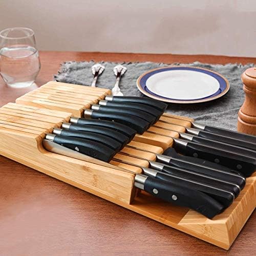 NIUXX Bamboo In-Drawer Knife Block for 16 Knives