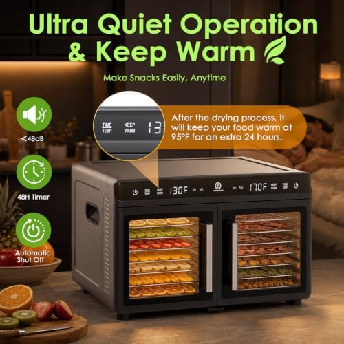 HOPERAN Dual-Zone Food Dehydrator, 16 Trays, 1200W