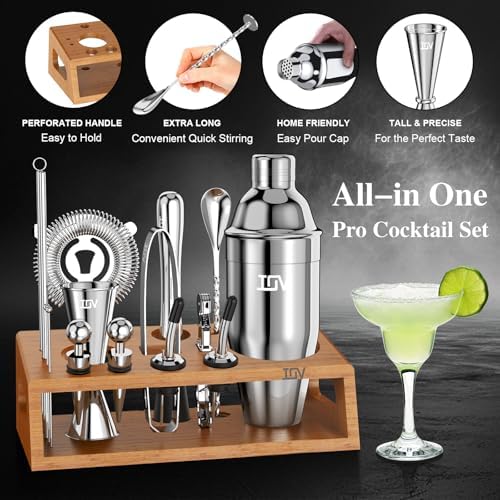 IOV Cocktail Shaker Set Bartender Kit with Stand | Bar Set Drink Mixer