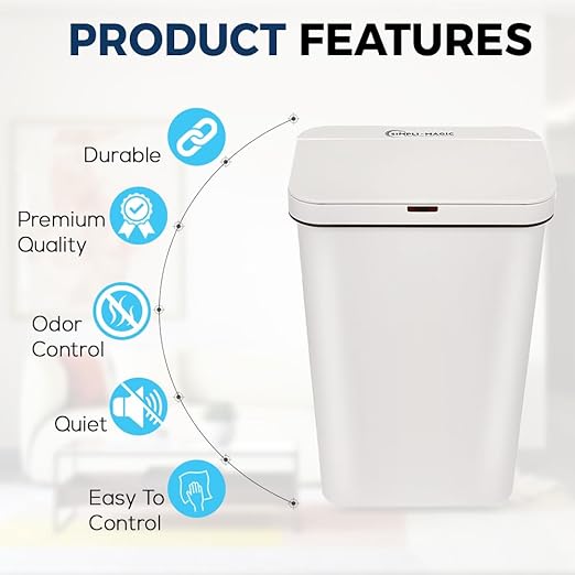 SIMPLI-MAGIC 79502 13 Gallon Touchless Sensor Trash Can, Rectangle Garbage Bin - Image 6