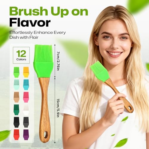 AIUHI Basting Brush for Cooking, Silicone Oil Brush with Wooden