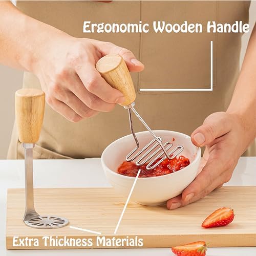 2Pcs Mini Potato Masher,Stainless Steel Mashed Potatoes Masher with
