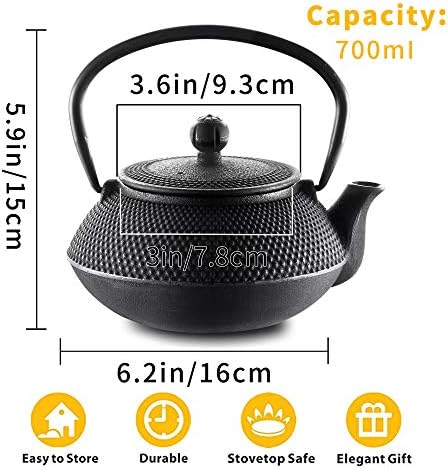 Velaze Cast Iron Teapot Set with Infuser,Japanese Style,2