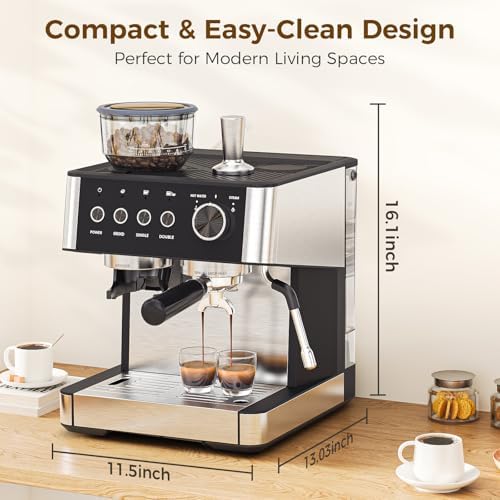 COWSAR 20 Bar Espresso Machine with Grinder, Black