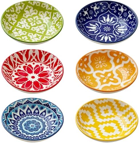 6 Pcs Ceramic Dipping Sauce Bowls, 3 oz Sauce Dishes Soy Sauce