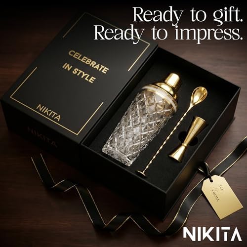 Nikita Cocktail Shaker, 5-Piece Martini Shaker & Bartender Kit with