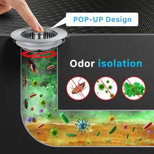 3-in-1 Stainless Steel Kitchen Sink Drain Strainer, JOMST Kitchen