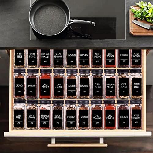 Churboro 25 Pack Glass Spice Jars with Labels, 4oz