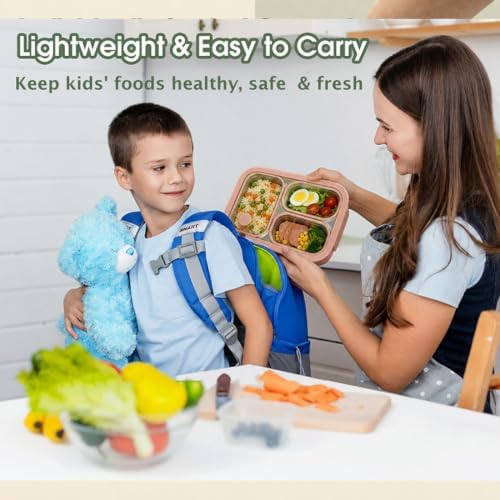 Kabbas Kids Adults Stainless Steel Bento Box, 3-Compartment Metal