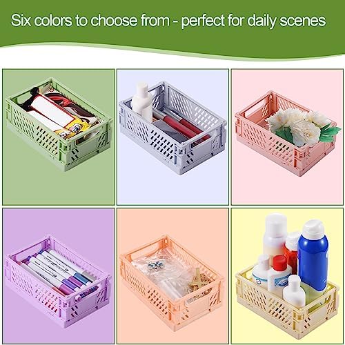 HUUSMOT 6-Pack Collapsible Plastic Storage Baskets