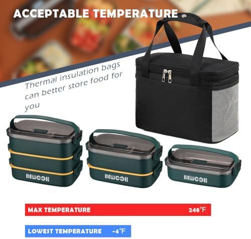 Bento Box Adult Lunch Box, 74 Oz with Lunch Bag (Green)