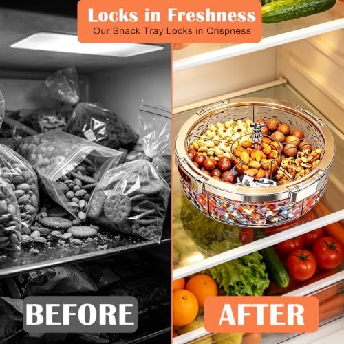 Snack Tray with Lid, 6-Compartment Clear Storage Box