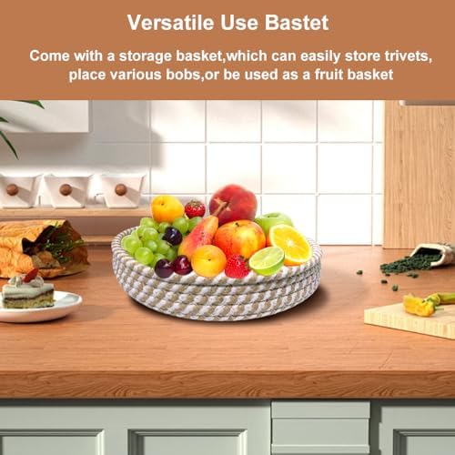 8 Inch Trivets for Hot Dishes,Hot Pads with Storage Basket, Pot