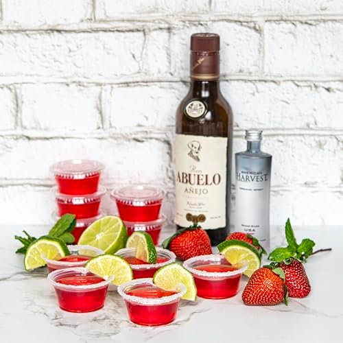 NYHI 2 oz Small Clear Plastic Cups Disposable Jello Shots with Snap on